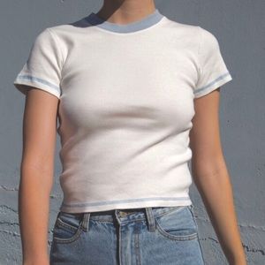 Brandy Melville HELEN top white and baby blue